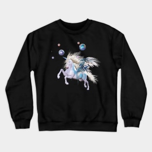 Wonderful unicorn in a fantasy winter landscape Crewneck Sweatshirt